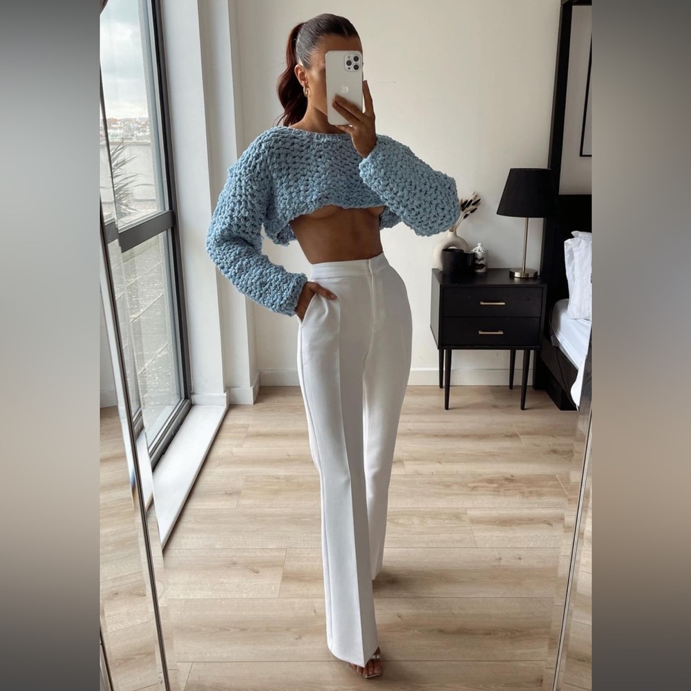 Zara white full length pants